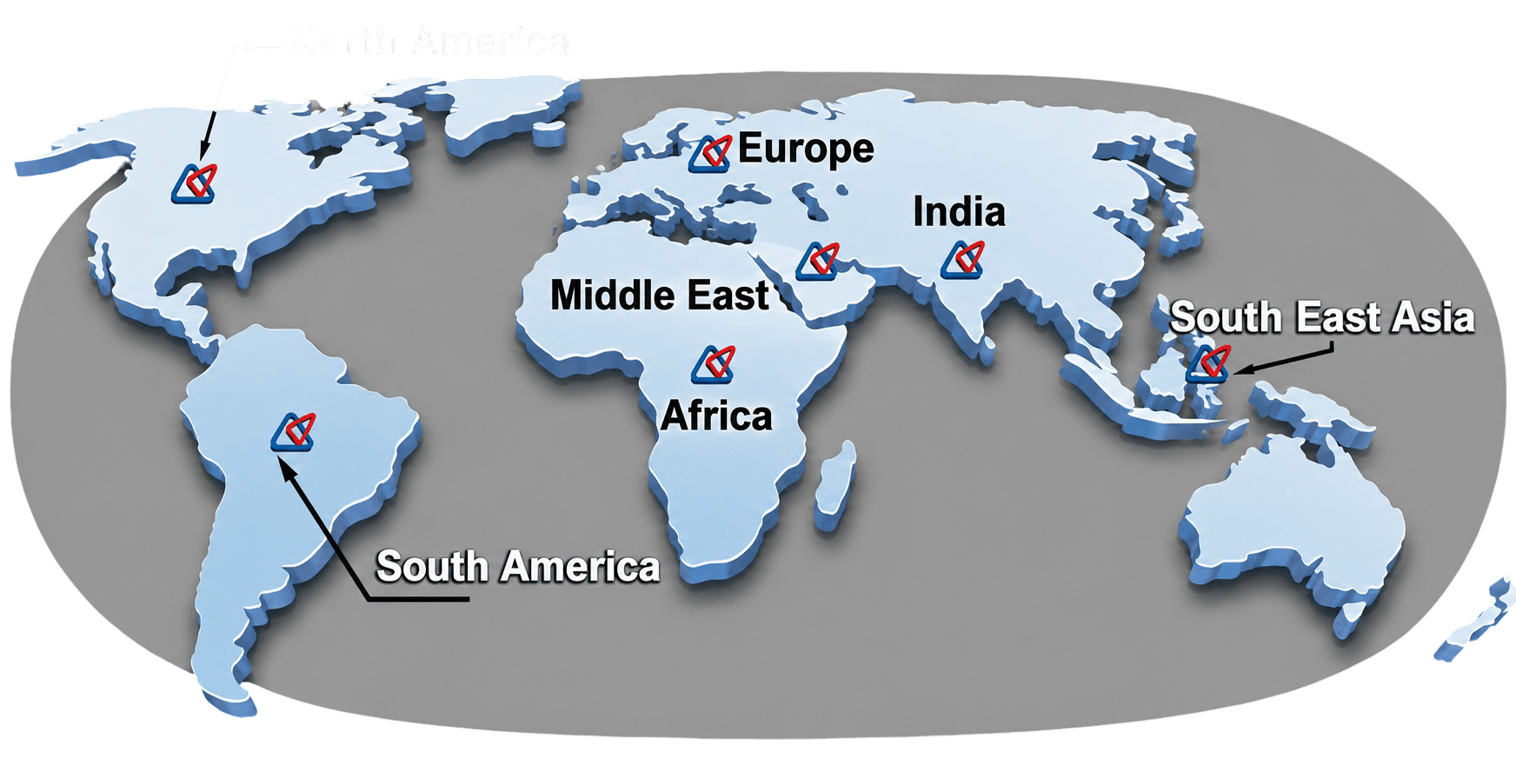 World map showing ATEK export regions: North America, South America, Europe, Middle East, Africa, Asia, and Oceania